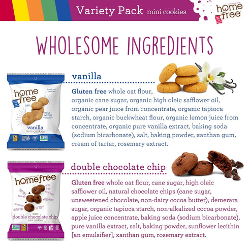 Homefree Mini Cookies Variety Pack, Gluten Free, Nut Free, Vegan, Cookie Snack Packs, School Safe and Allergy Friendly Snack (Pack of 10)...