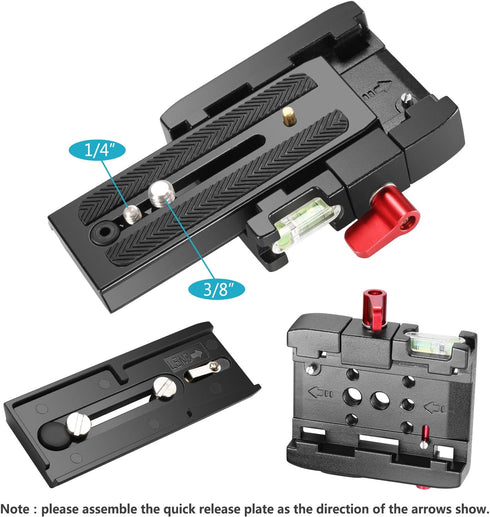 Neewer Professional Aluminum Alloy Quick Shoe Plate Adapter with 1/4 3/8 inches Screw for DSLR Camera Camcorder Tripod Monopod,Compatible with Man...