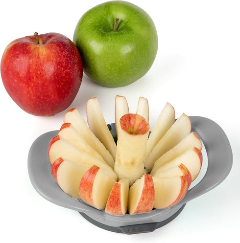 PrepWorks by Progressive Dishwasher Safe 16-Slice Thin Apple Slicer and Corer with Attached Safety Cover (Grey)...