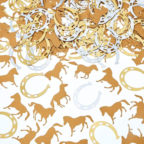 800 Pieces Horseshoe Confetti Decorations Horse Party Accessories Animal Glitter Confetti for Birthday,Derby Day Party Supplies...