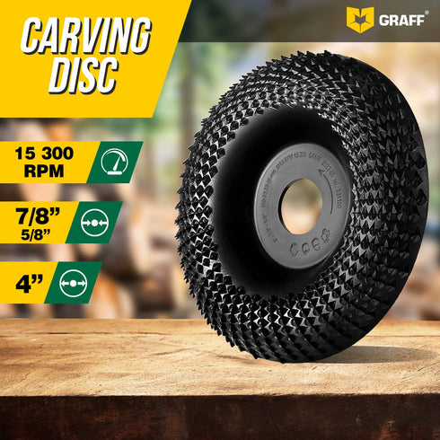 GRAFF Premium Wood Carving Disc 4 Inch for Angle Grinder - Shaping and Grinding Wheel for Wood, Drywall, Chipboard, Plastic - Woodworking Angle Gr...