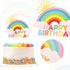 1Pc Colorful Rainbow Cake Topper/Cake Flags/Cake Picks - Include Cute Cloud/Sun Kids Child Happy Birthday Baby Shower Party Baking Decoration Supp...