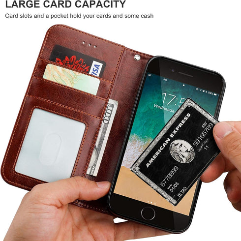 Bocasal for iPhone 7/8 Plus Wallet Case with Card Holder PU Leather Kickstand Shockproof Protective Wrist Strap Flip Cover for iPhone 7/8 Plus 5.5...