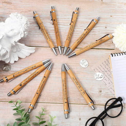 Bible Verse Pens Bamboo Christian Pen Wooden Retractable Bible Pen 1 mm Inspirational Quotes Ballpoint Pen Motivational Pen Bulk for Women Men Off...