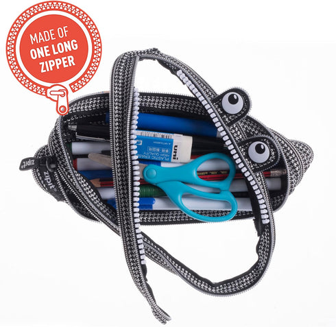 ZIPIT Monster Pencil Case for Kids | Pencil Pouch for School, College and Office | Pencil Bag for Boys & Girls (Black & Silver)...