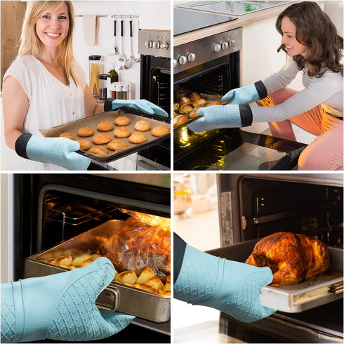 Multi-Purpose Silicone Gloves for Kitchen Cooking: Heat Resistant, Waterproof, and Non-Slip for BBQ, Grill, Microwave, Oven, and Baking...