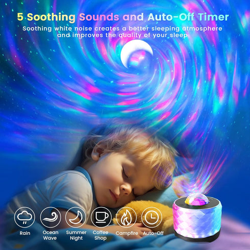 Galaxy Projector?3 in 1 RGB Music Aurora Projector Night Light with Bluetooth Speaker and White Noise, Timer, Moon Projection for Baby Kids Adults...