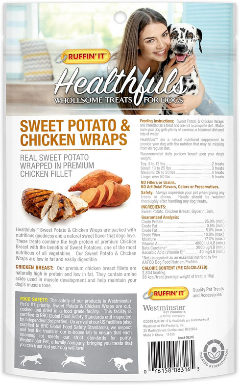 Chicken Wrapped Sweet Potato Dog Treats, 3.5oz...