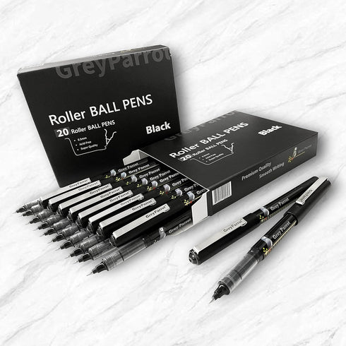 Roller Ball Pen, 0.5mm Liquid Ink Fine Line Pens for Writing Journaling Taking Notes for School Home Office, Black, 20 Pens (Pack of 2)...