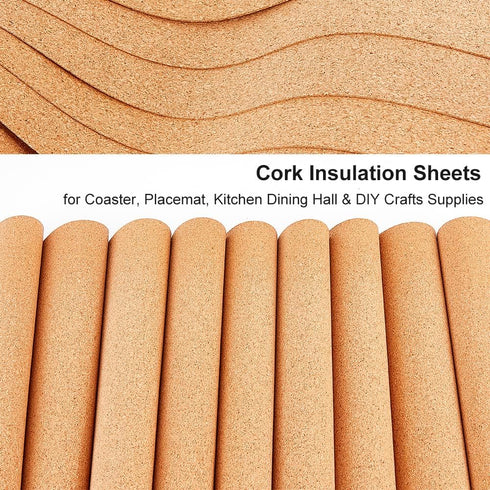 OLYCRAFT 10 Sheets Cork Sheets 12x6.1 Inch Thin Cork Roll 1mm Thick Brown Cork Board Rectangle Cork Tiles Cork Mats for Coaster Placemat Kitchen D...