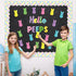 108Pcs Easter Hello Peeps Cutouts Bulletin Board Set Easter Bunny Peeps Paper Cut-Outs Easter Day Bunnies Trim Border Bulletin Board for School Cl...