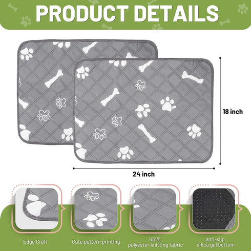 Washable Pee Pads for Dogs, 18'' x 24" Reusable Puppy Pads with Super Absorbent for Pet Training, Housebreaking and Incontinence, 2 Pack Puppy Pot...