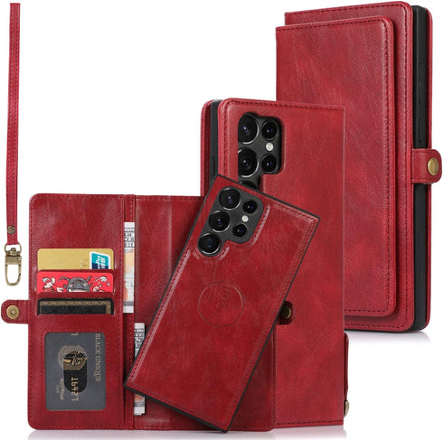 Asuwish Phone Case for Samsung Galaxy S23 Ultra 5G Wallet Detachable Cover with Leather Flip Credit Card Holder Magnetic Back Lanyard Cell Accesso...