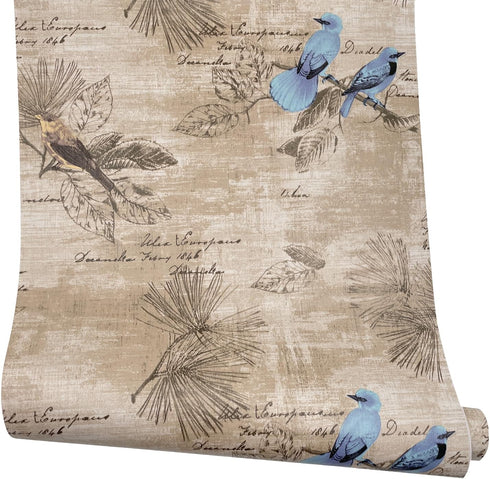 SimpleLife4U Blue Birds Contact Paper Handwriting Pattern Self-Adhesive Shelf Liner Locker Sticker 17.7 Inch By 9.8 Feet...