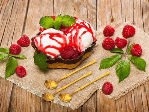 10 Pcs Flower Spoon Coffee Teaspoon Set, Stainless Steel Tableware Creative Dessert Spoons Sugar Spoon Coffee Spoon Teaspoon Ice-Cream Spoon Mixin...