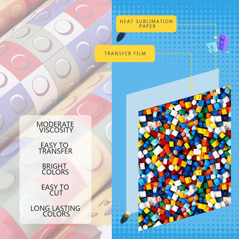 Tintnut Building Block Sublimation Transfer Paper- 12 Sheets 12inchesx10inches Toy Pattern Sublimation Transfer Ink Sheets Compatible with Cricut ...
