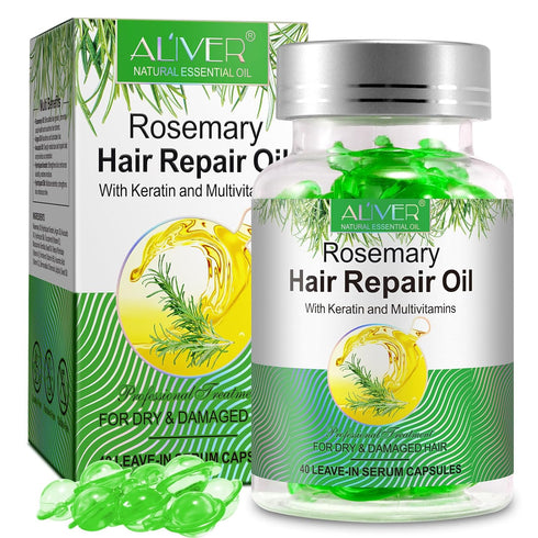 Organic Rosemary Hair Oil Capsules 40 PCS, Rosemary & Argan & Avocado Hair Growth Oil for Frizz Dry&Damaged Hair, Deep Moisturizing Hair Heat Prot...