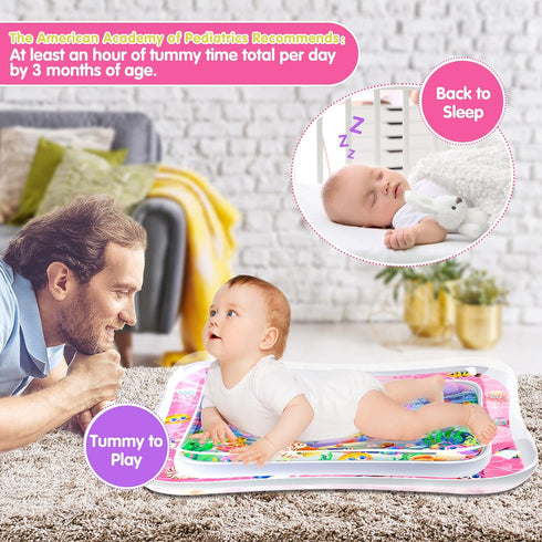 Infinno Tummy Time Mat Premium Baby Water Play Mat for Infants and Toddlers Baby Toys for 3 to 24 Months, Strengthen Your Baby's Muscles, Pink The...