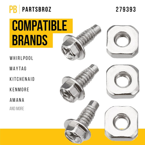 279393 Dryer Terminal Block Screw Kit Cord Whirlpool Kenmore Screws Part - Easy to Install - Replaces Ap3020386 279393d 279393vp 3184 Ah334188 Ea334188 Ps334188