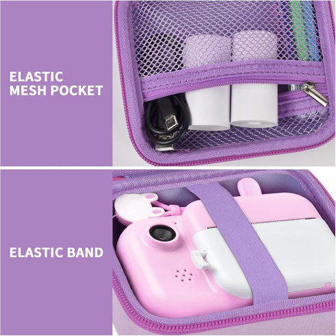 PAIYULE Kids Camera Case for Instant Cameras - Storage Holder Bag Compatible with Digital Video Cameras for Girls and Toddlers - Purple...