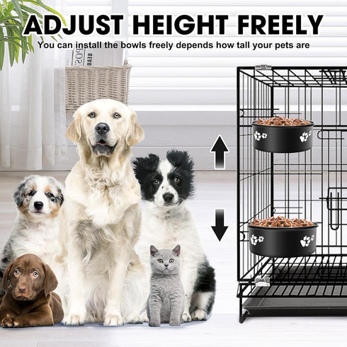 Kennel Water Bowl Hanging, ShineMe 2 Pack Stainless Steel Food and Water Bowl for Dog Cage, Crate, Kennel Bowls Mountable for Medium and Small Dog...