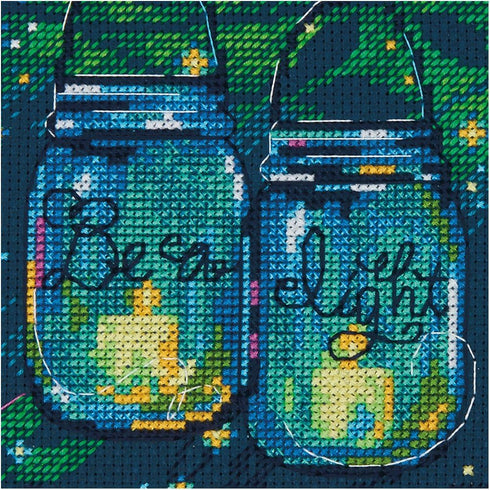 Dimensions Counted Cross Stitch Kit for Beginners, 'Be a Light', 14 Count Navy Aida, 7'' x 5''...