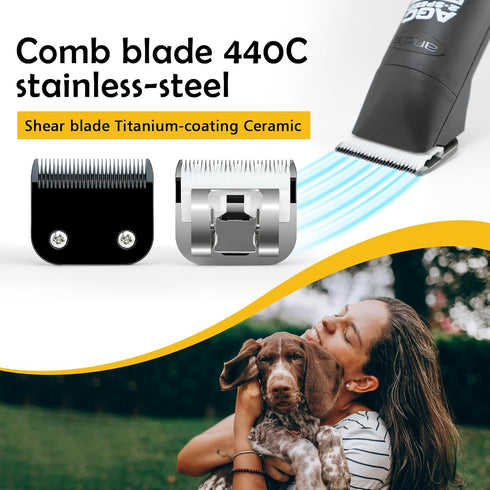 Black Detachable Steel Pet Dog Clipper Blades, Size-5FC, Compatible with Andis Cut Length 1/4"(6.3mm)?22th Ceramic Moving Blade...