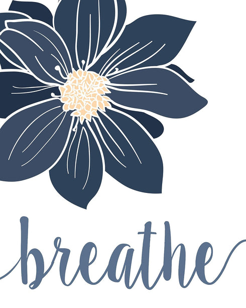 Simple Relax Soak Unwind Breathe Navy Blend Floral Prints, 4 (8x10) Unframed Photos, Wall Art Decor Gifts for Home Office Salon Lounge Bathroom Sc...
