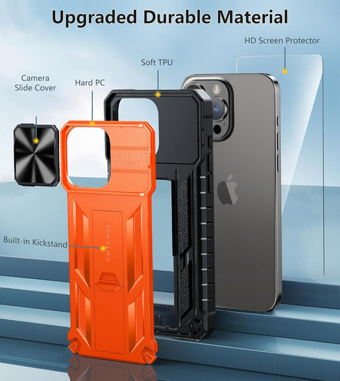 FNTCASE for iPhone 15 Pro-Max Case: Military Grade Drop & Shock Protection 15 Pro Max Cell Phone Cover with Kickstand & Slide | Rugged Protective ...