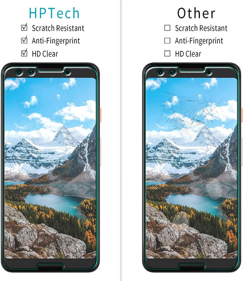 HPTech (2 Pack) Designed for Google (Pixel 3) Tempered Glass Screen Protector, Anti Scratch, Bubble Free...