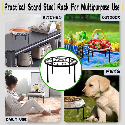 Plant Stand Indoor Outdoor Set of 1, Retro Design 10'' Round Plant Rack, Rust-proof Coated Metal Plant Stand, Heavy Duty Flower Pot Stands Outdoor...