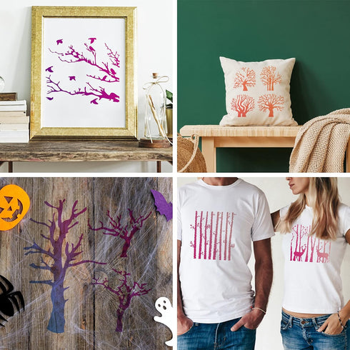 8 Pieces Reusable Tree Stencils Aspen Trees Stencils Reversed Branches Stencils Painting Tree Template Plastic Drawing Stencils for Canvas Wood Wa...