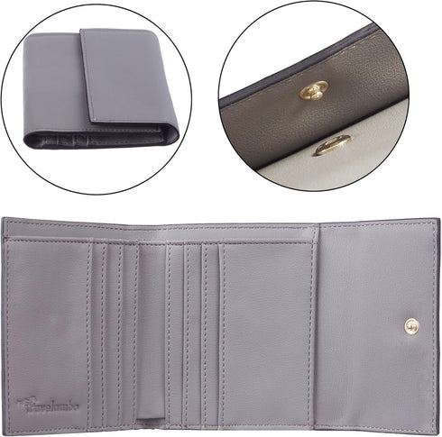 Travelambo RFID Blocking Small Mini Compact Wallet Coin Pouch Holder Trifold Credit Card Holder Pocket Purse for Women (Napa Grey)...
