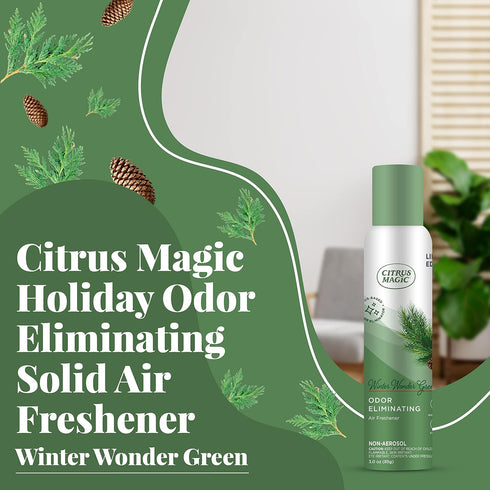 Citrus Magic Holiday Odor Eliminating Air Freshener Spray, Winter Wonder Green, 3-Ounce, Pack of 3...