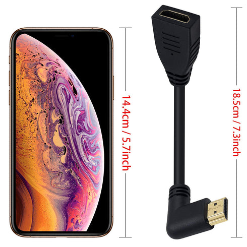 Poyiccot 8K HDMI Extension Cable, Short 8K HDMI 90 Degree Left Angle Male to Female HDMI 2.1 Cable Adapter 48Gbps with 8K 60Hz Video and 3D HDR fo...
