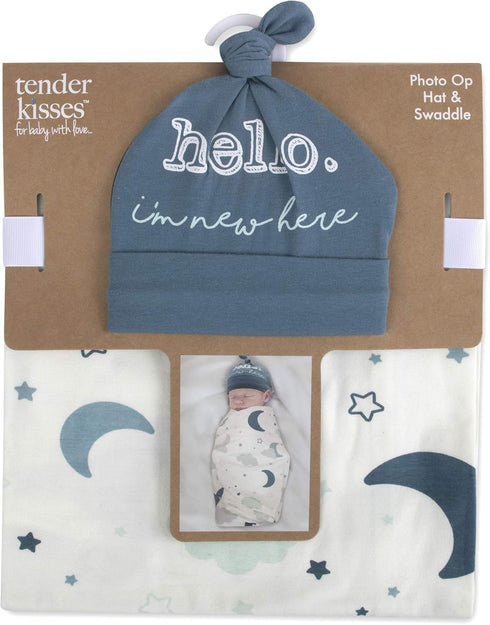 Baby Cotton Swaddle Blanket Wrap with Headband or Hat Set for Baby Girls, Boys Newborns and Infants 0-6 Months (Starry)...