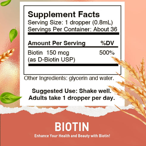 HoneyCombs Vitamin B7 (Biotin) Drops – Liquid Biotin Hair, Skin, Nails Supplement – Digestion & Hair Vitamins - Alcohol-Free, Non-GMO Vitamin Liqu...