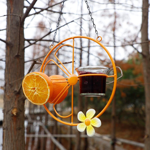 FORUP Oriole Bird Feeder for Outdoors Jelly and Oranges, Orange Fruit Oriole Jelly Bird Feeder, Outdoor Garden Metal Hanging Drinking Grape Jelly ...