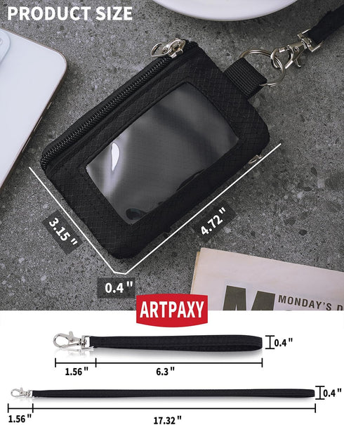 Minimalist Wallet For Mens Womens, Keychain RFID Blocking Zipper Small Wallet with ID Window 2 Lanyards,Water Resistant Travel Cash Card Coin Case...