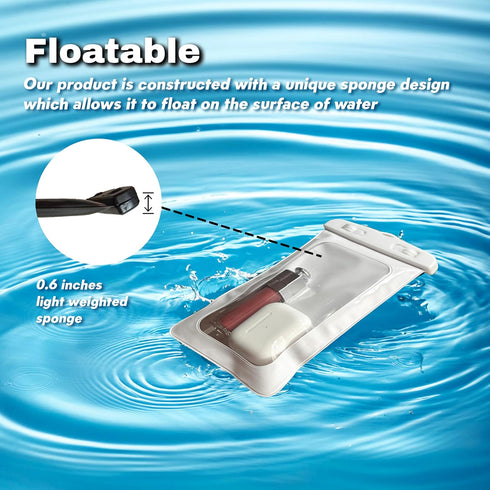 IP68 Floating Waterproof Phone Pouch/Case with Two lanyards for iPhone Samsung Google Cell Phone Dry Bag up to 7" Camping Essentials (White)...