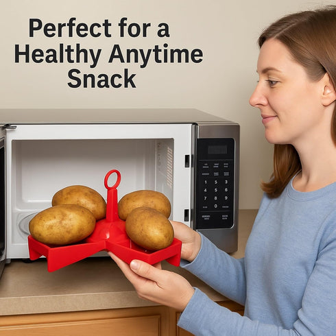 Microwave Potato Cooker – BPA-Free Plastic Rack Cooks 4 Potatoes Evenly in Minutes – Quick and Healthy Microwave Meal or Snack...