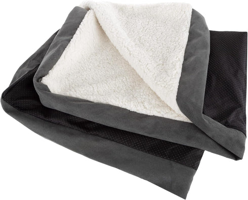 PETMAKER Dog Bed Replacement Cover ? Pet Duvet with Sherpa Top and Non-Slip Bottom, Gray Micro Suede -Dog Bed Washable Removable Cover (Small)...