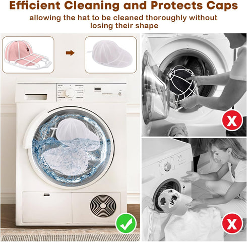 SelfTek Cap Washer for Baseball Caps,2Pack Hat Cleaner for Baseball Caps,Baseball Hat Washer Mesh Bags Compatible with Many Baseball Cap Washing C...