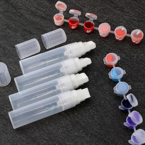 4 Pack Paint Pens 15 mm White Empty Acrylic Permanent Marker Clear Acrylic Paint Marker Pens Fine Point Refillable Marker Pen for Wood Ceramic Met...