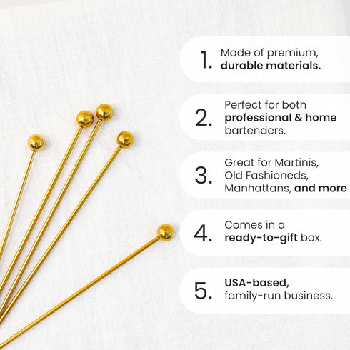 A Bar Above Stainless Steel Cocktail Picks, 12 Durable 8-Inch Garnish Skewers for Bloody Marys, Shrimp Cocktail, and Appetizers, Reusable Drink St...