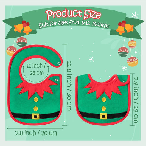 3Pcs Christmas Baby Bib Christmas Unisex Boy Girl Cotton Drooling Bibs with Adjustable Buttons Xmas Holiday Infant Toddler Food Bibs Keepsake Baby...