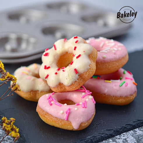 Fancy Donut Pan, 6 Cavity Donut Mold Heavy Duty Steel Non-stick Heart Flower Round Shaped Bund Pans Pattern Doughnut Bakeware for Oven Baking (Cha...