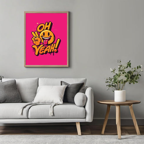 Posterizer 1 pcs-Oh Yeah- Positive Girly Minimalistic Wall art-Abstract & Modern Art-Gift for Daughter, Son, Kids-Living Room Bedroom Decor- UNFRA...