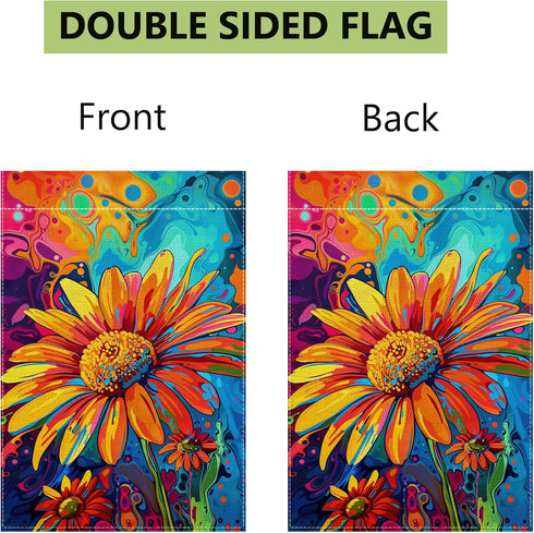 Fall Sunflower Garden Flag, Welcome Summer Garden Flag, 12x18 Inch Double Sided Burlap, Thanksgiving Yard Lawn Flag, Outdoor Patio House Decor...