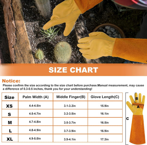 Long Gardening-Gloves Women/Men-Thorn proof Rose Pruning Heavy Duty Gauntlet-M...